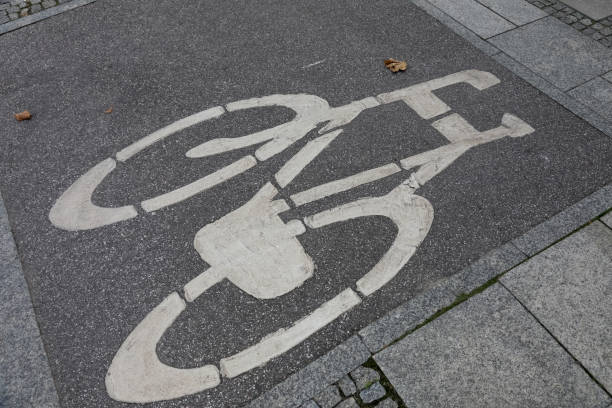 istock The silhouette of a bicycle means a bicycle path 1657141881