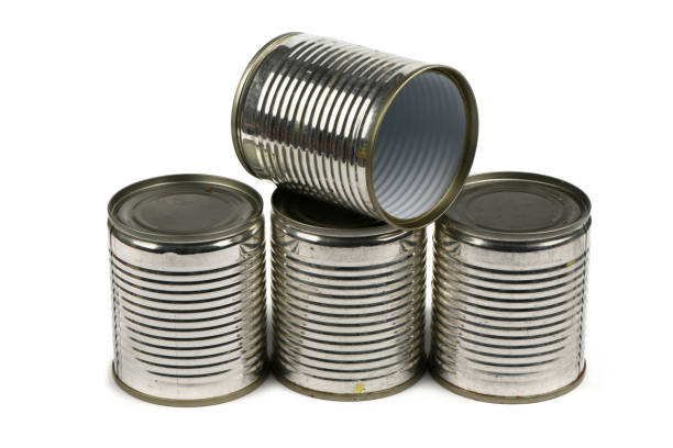 istock Open old metal tin cans isolated on white background. 1657182271