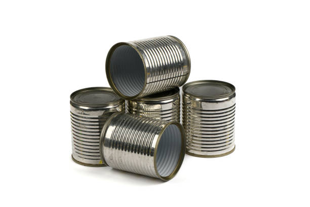 istock Open old metal tin cans isolated on white background. 1657182835