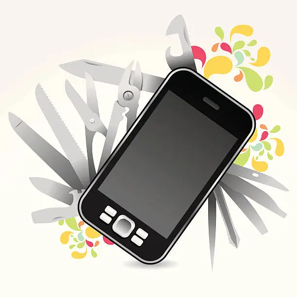 Vector illustration of multi tasking phone