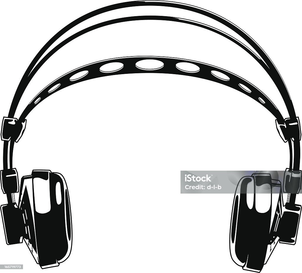 Stereo Headphones in Silhouette Vector silhouette of stereo headphones.  Audio Equipment stock vector