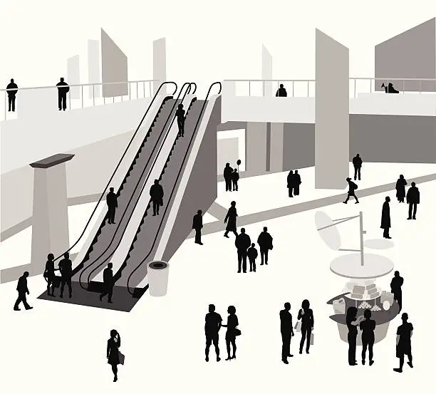 Vector illustration of Urban Mall Vector Silhouette