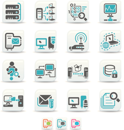 Set of 16 professional network icons.