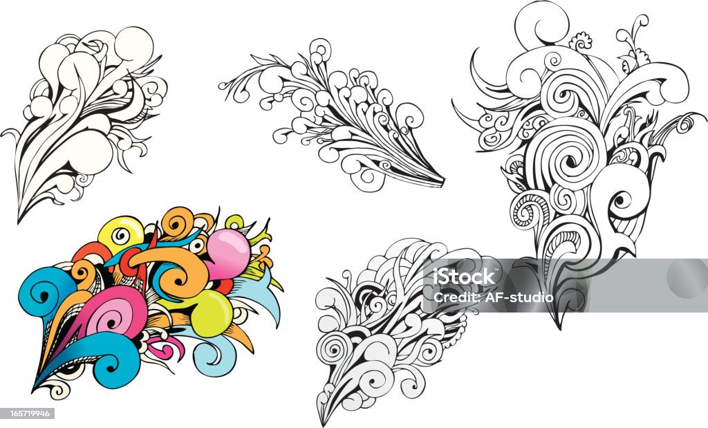 Swirl Design elements Hand drawn grunge swirl elements. Doodle stock vector