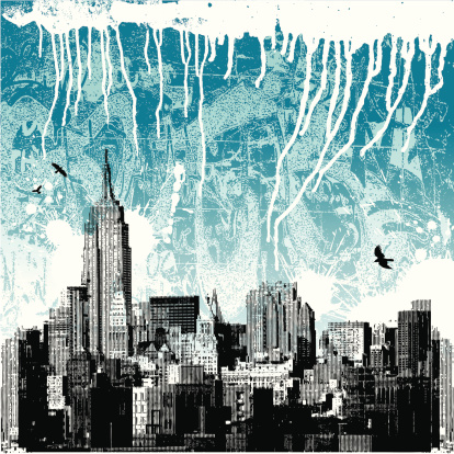 New York city grunge illustration with winter feel.