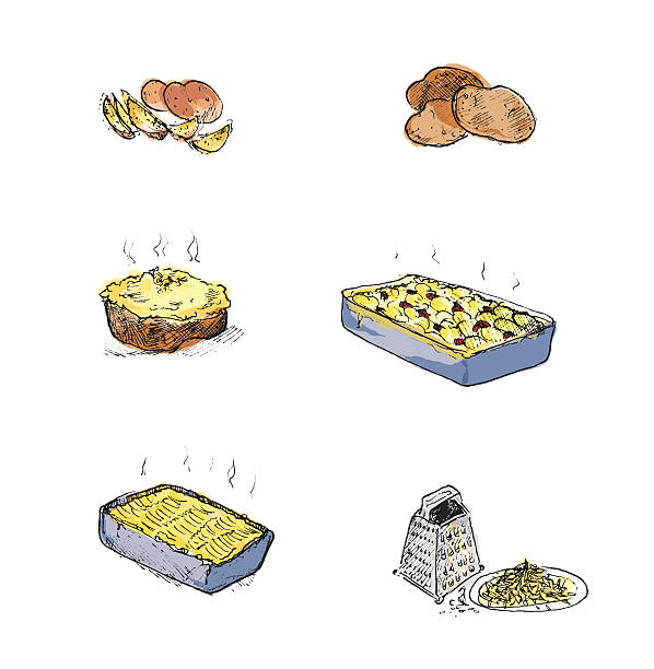 ポテトとポテト料理（ハンド） - baked potato点のイラスト素材／クリップアート素材／マンガ素材／アイコン素材
