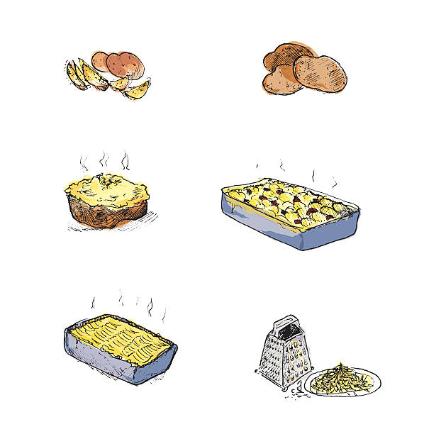 ilustrações de stock, clip art, desenhos animados e ícones de batatas e pratos de batata (mão - baked potato