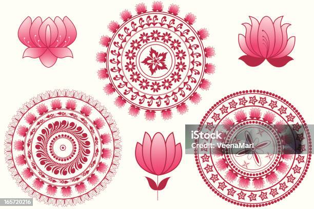 Indiano Mandala Design - Immagini vettoriali stock e altre immagini di Mandala - Mandala, Fiore di loto, Rosa - Colore