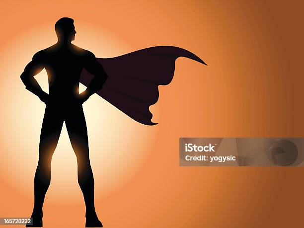 Superhero Sylwetka - Stockowe grafiki wektorowe i więcej obrazów Sylwetka - Sylwetka, Superbohater, Peleryna