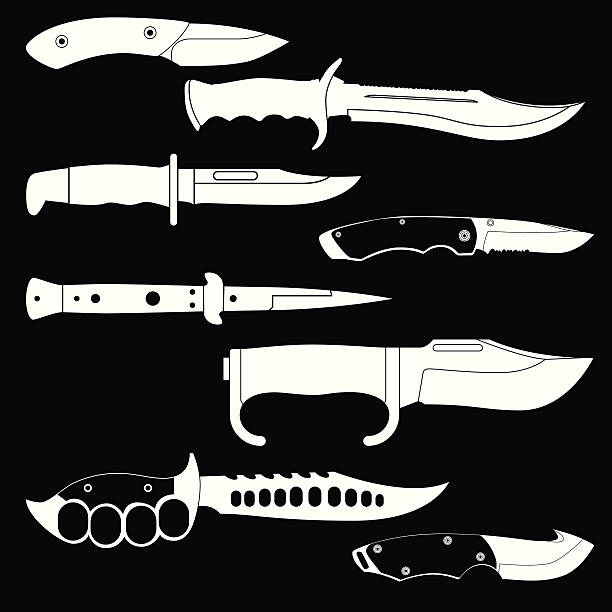 Knives - Weapons A collection of knives. switchblade stock illustrations