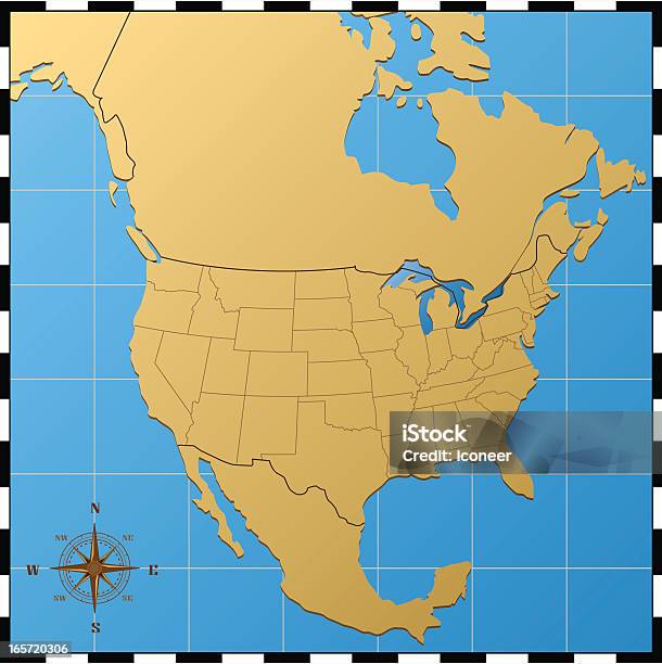 Usa Map С Северной Америке — стоковая векторная графика и другие изображения на тему Алабама - Алабама, Арканзас, Без людей