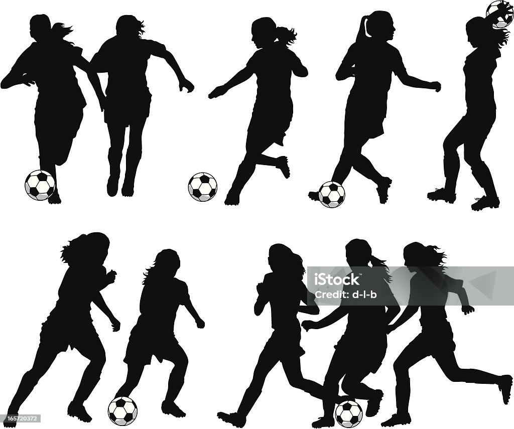 Women Soccer Player Silhouettes Vector illustration of women soccer player silhouettes. Soccer stock vector