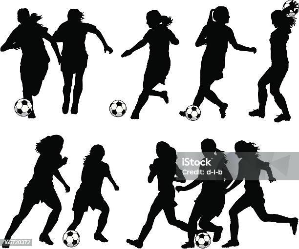 Women Soccer Player Silhouettes Stock Illustration - Download Image Now - Soccer, In Silhouette, Women