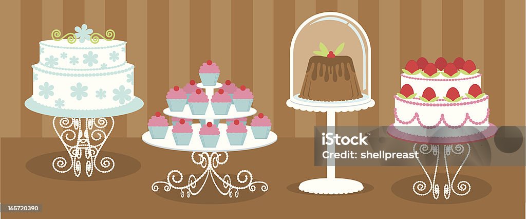 Kuchen und Cupcakes - Lizenzfrei Backen Vektorgrafik