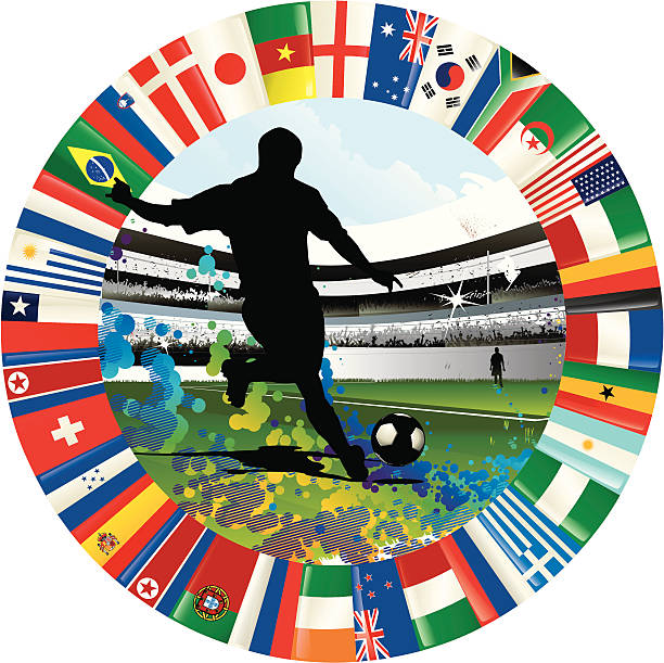 stockillustraties, clipart, cartoons en iconen met soccer world cup emblem - argentina fans world cup