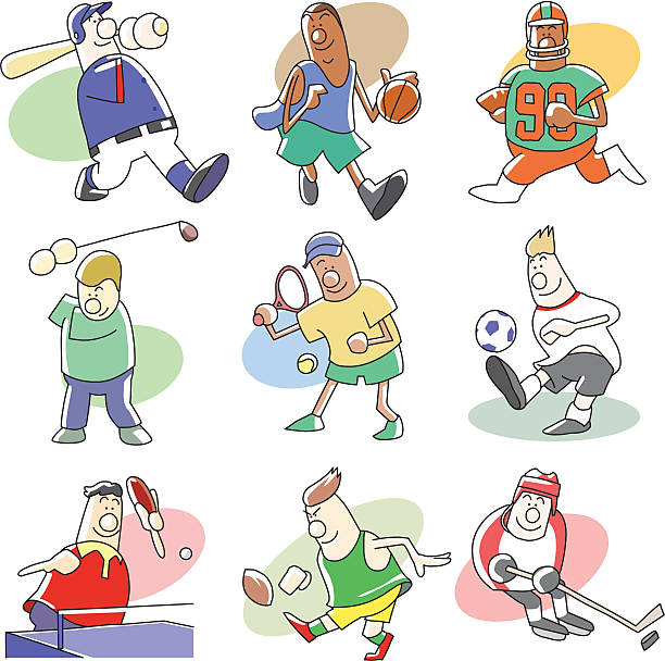 ilustraciones, imágenes clip art, dibujos animados e iconos de stock de colección de deporte - amateur tennis