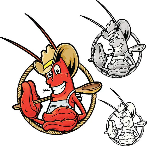 Vector illustration of Crawfish Boil Cowboy