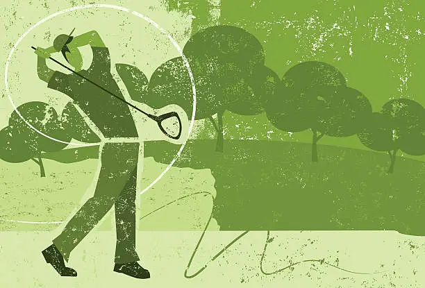 Vector illustration of golfer swinging