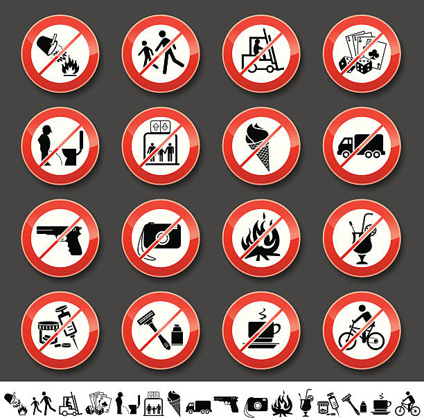 Prohibited signs vector art illustration