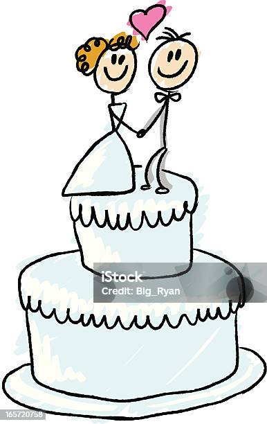 Stick Figure Wedding Cake Stock Illustration - Download Image Now - Wedding Cake, Cake, Cartoon