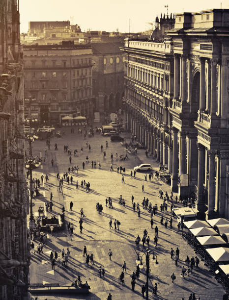 istock Piazza Del Duomo viewed from above, Milan, Italy 165720812