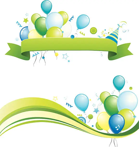 Vector illustration of Party: header and footer