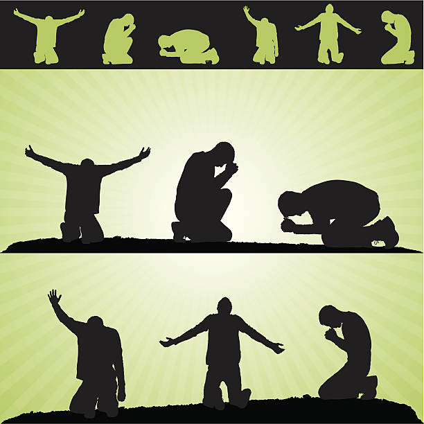 Prayer Design Elements Six prayer/worship poses.  The images at the top are what the individual vectors look like. Similar images:  praise and worship stock illustrations