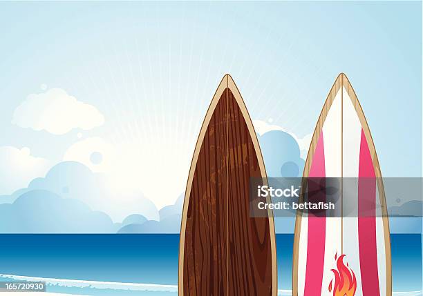 Surf И Солнце — стоковая векторная графика и другие изображения на тему Бирюзовый - Бирюзовый, Векторная графика, Веселье