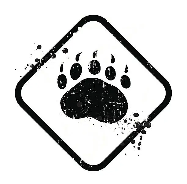 Vector illustration of Black bear sign on white background