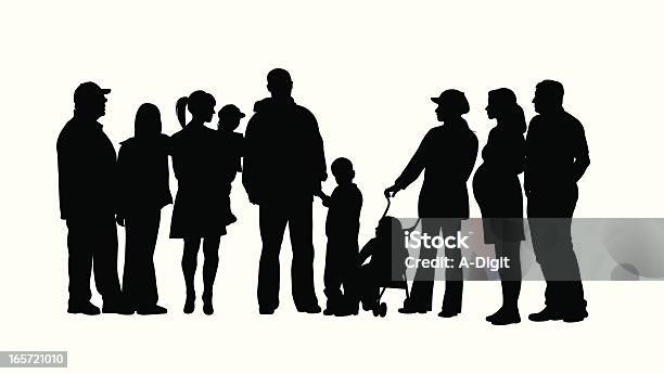 Family Crowd Vector Silhouette Stock Illustration - Download Image Now - In Silhouette, Pregnant, Family