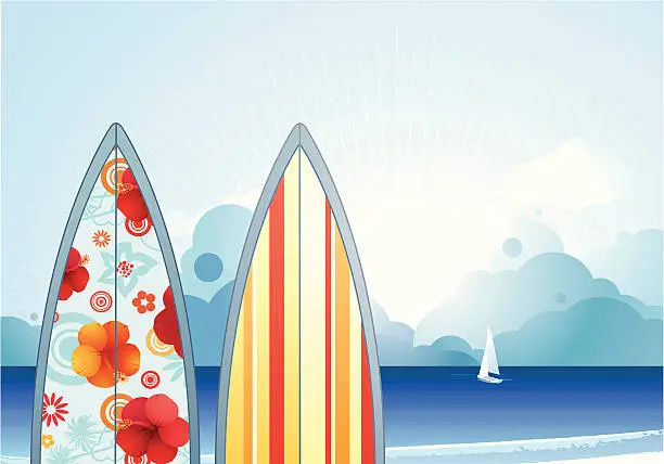 Vector illustration of Surf and Sun!