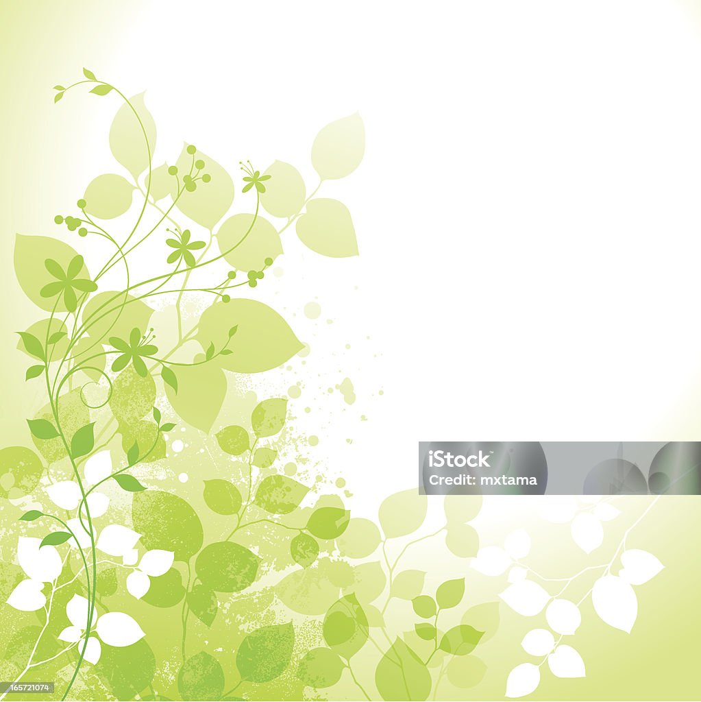 Modello di primavera con verde brillante foglie e fiori - arte vettoriale royalty-free di Background trasparente