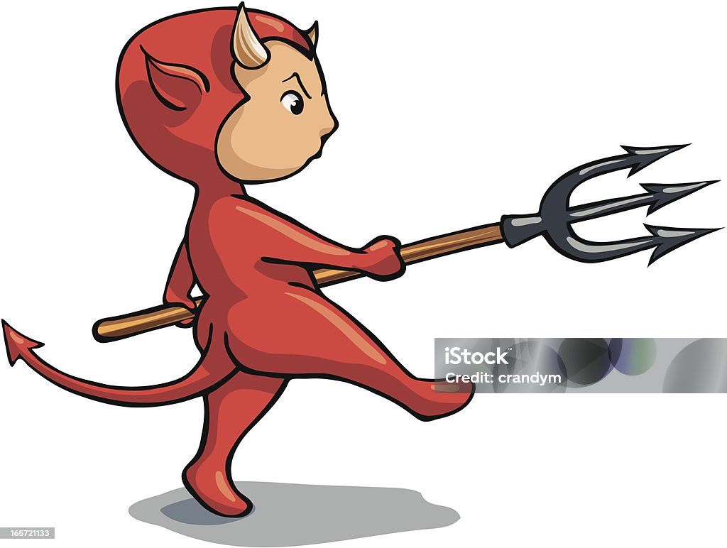 Little Devil con Pitchfork - arte vectorial de Bieldo - Equipo agrícola libre de derechos