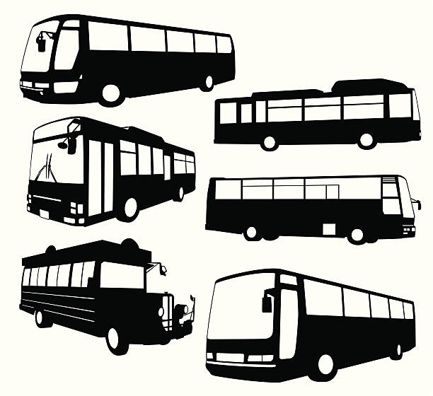 ilustraciones, imágenes clip art, dibujos animados e iconos de stock de colección de bus turístico - bus coach bus travel isolated