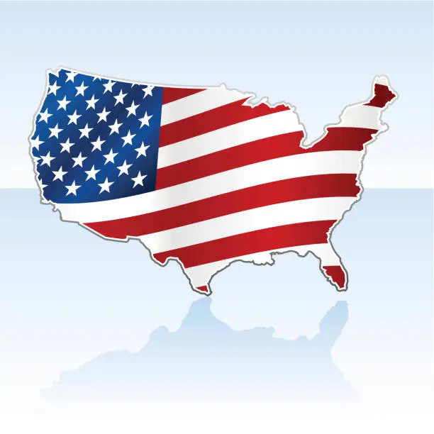 Vector illustration of USA Map with Stars and Stripes