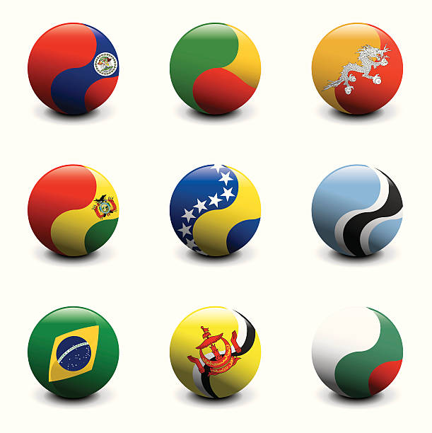 グループのクリスタルボールの旗 - brunei flag点のイラスト素材／クリップアート素材／マンガ素材／アイコン素材