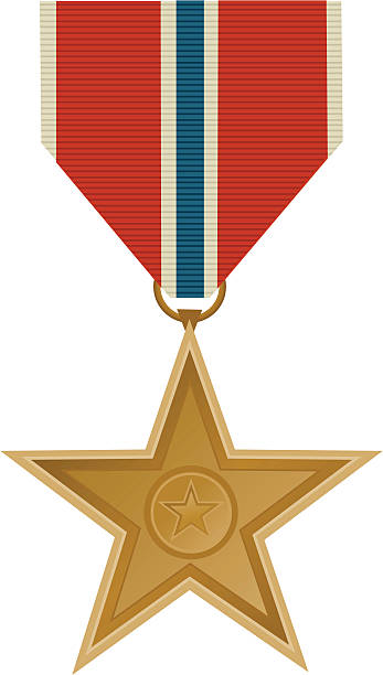 illustrazioni stock, clip art, cartoni animati e icone di tendenza di militare medaglia di bronzo star - medal bronze medal military star shape