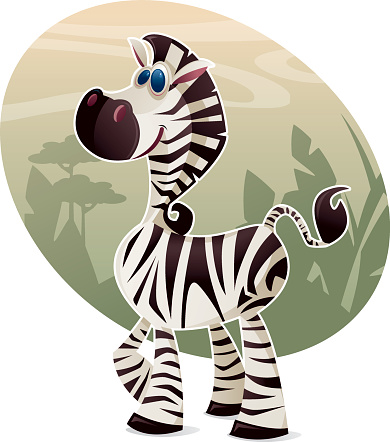 A vector illustration of a cute zebra
