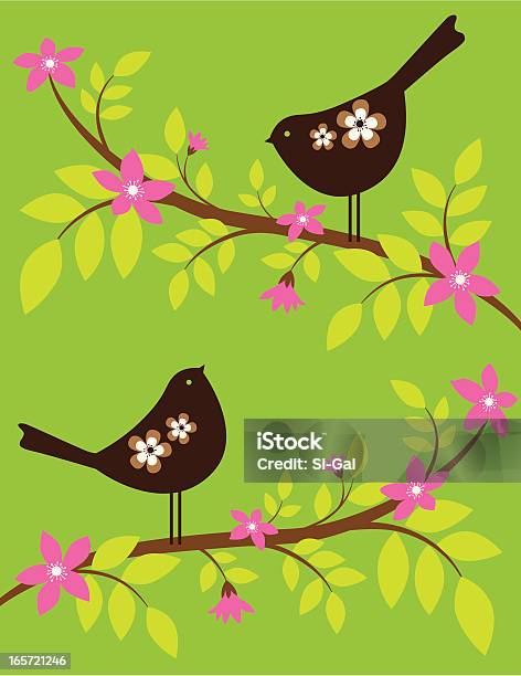 Aves Na Primavera - Arte vetorial de stock e mais imagens de Alegria - Alegria, Amor, Animal