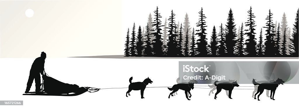 Dogsled - arte vectorial de Trineo con perros libre de derechos