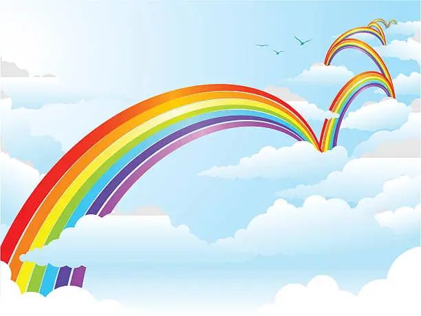 Vector illustration of Cloud Hopping Rainbow