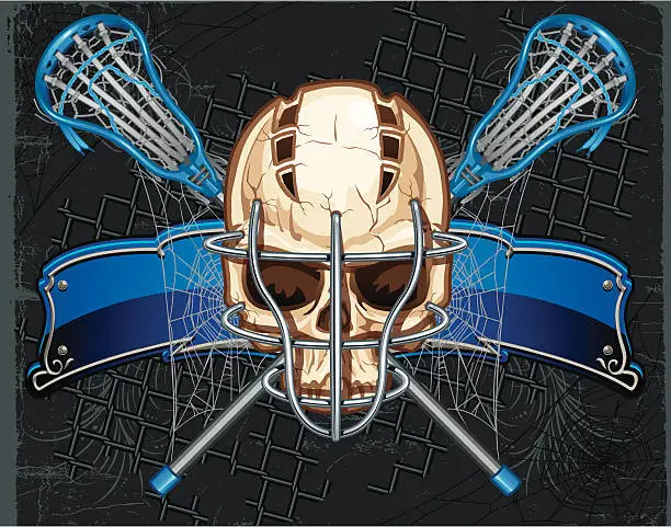 Vector illustration of Skull Lacrosse