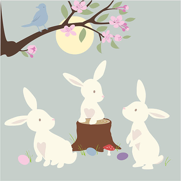 Bunnies Talk Easter vector art illustration