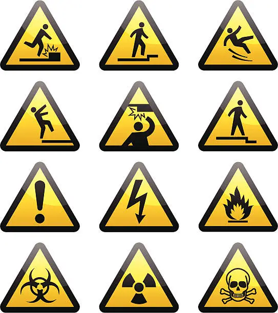 Vector illustration of Simple Warning Hazard Signs