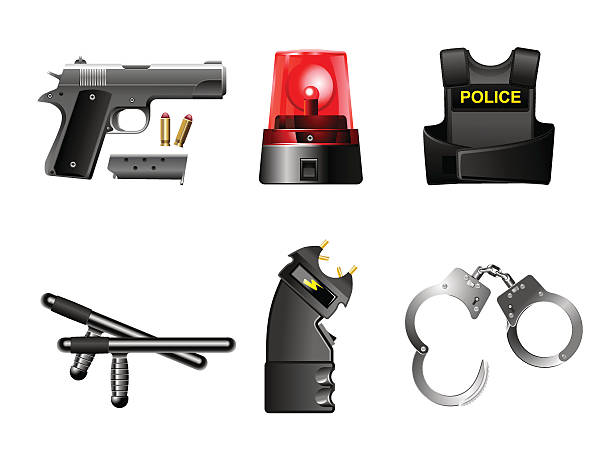 law enforcement icons vector art illustration