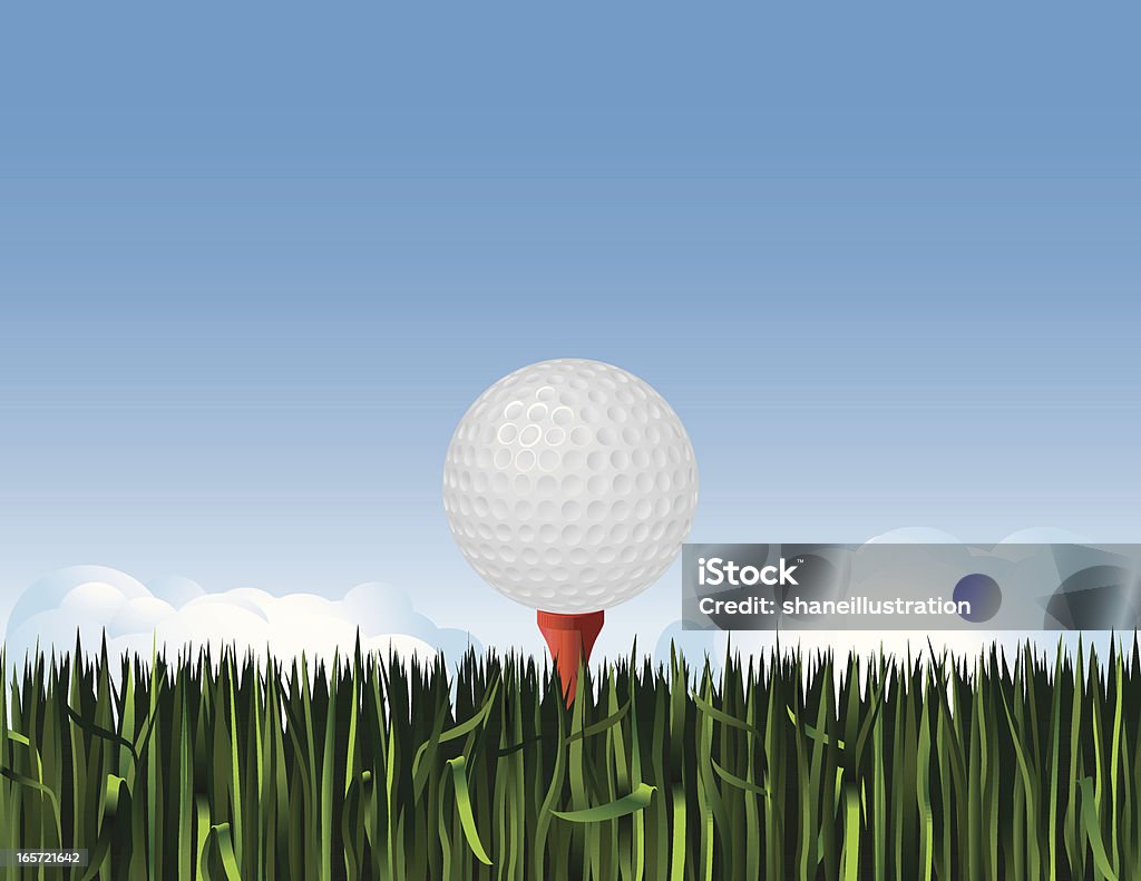 Мяч для гольфа на Футболка в траве - Векторная графика Гольф роялти-фри