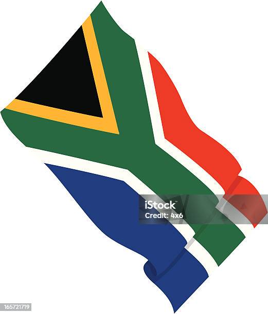 Closeup De Uma Bandeira Da África Do Sul - Arte vetorial de stock e mais imagens de Bandeira - Bandeira, Bandeira Nacional, Bandeira da África do Sul