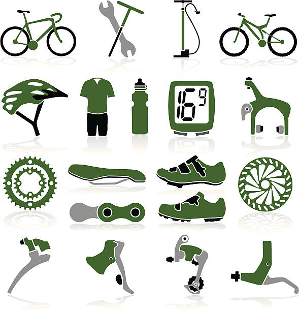 rower ikony - bicycle gear bicycle gear mtb stock illustrations