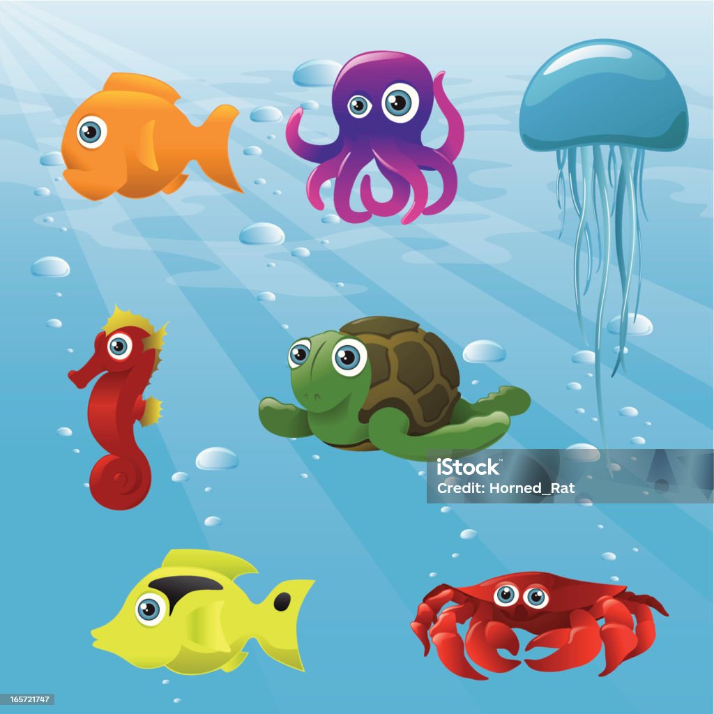 Life Aquatic - Animals A collection of aquatic life. Animal stock vector