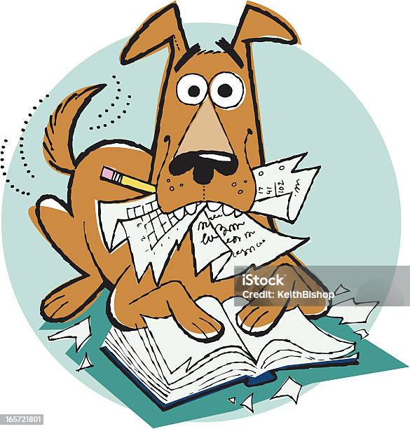 Gegessen Meine Hausaufgaben Cartoon Hunde Haustier Lesen Bildung Und Stock Vektor Art und mehr Bilder von Hausaufgabe